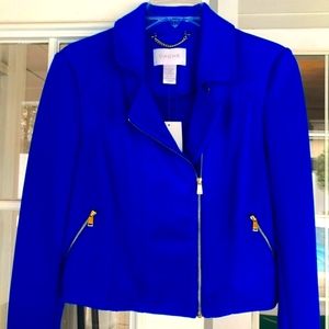 NWT Gorgeous Cobalt Blue Cache Moto Dress Jacket